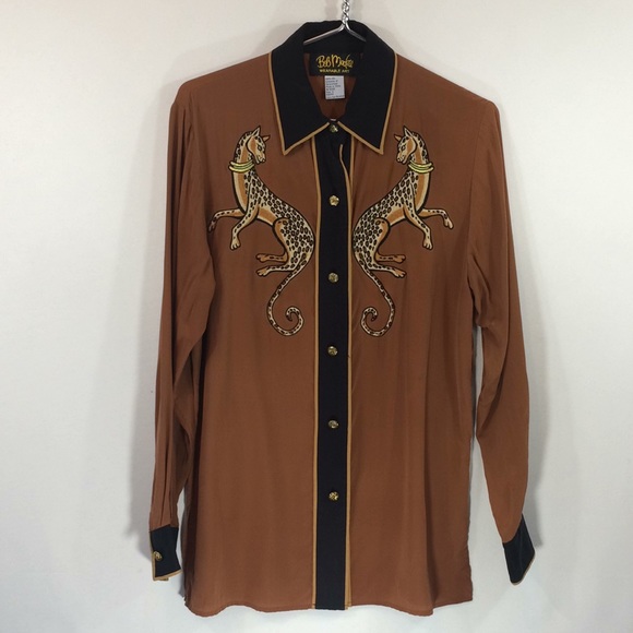 Bob Mackie Tops - Bob Mackie Wearable Art Silk Embroidered Leopard